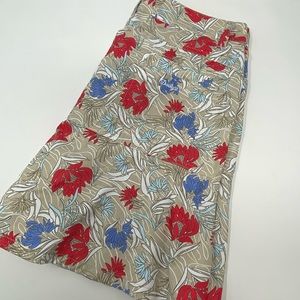 Daily Sports Womens Golf Skirt Skort Sz 6 Floral Biege Red Blue Ruffle Hem M3
